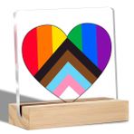 YXSEZ Eşcinsel Gurur Hediyeleri Erkekler Arkadaşlar için İlerleme Gurur Gökkuşağı Bayrağı Temizle Masa Dekoratif Tabela LGBT Eşcinsel Pride Akrilik Tabela Standlı Masa Plakası Hatıra Sanat Dekor