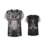Yxyeceipeno B Viking Mitoloji Dijital Baskı Desenli Polyester Kumaş Rahat ve Nefes Alabilir Yumuşak 3 Stil Erkek T-shirt