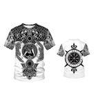 Yxyeceipeno C Viking Mitoloji Dijital Baskı Desenli Polyester Kumaş Rahat ve Nefes Alabilir Yumuşak 3 Stil Erkek T-shirt