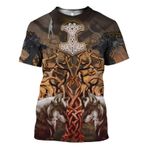 Yxyeceipeno E Viking Dövme Kısa Kollu Polyester Lehimleme Kumaşı Rahat ve Nefes Alabilir Solmaz Unisex T-shirt