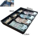 YYB Rampalı Plastik Çekmece Içi Para Düzenleyici 4 Banknot 3 Bozuk Para Gözlü 32 x 24,5 x 3,5cm
