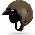 YYK 701 Jyt Deri Cafe Racer Güneş Vizörlü Vintage Kask - XL - Kahverengi