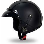YYK 701 Jyt Deri Cafe Racer Güneş Vizörlü Vintage Kask - XL - Siyah