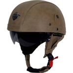 YYK 701 Zn Deri Yarım Miğfer Kask - XL - Kahverengi