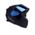 YYK Storm 2 Jeans Siyah-Mavi Vizörlü Motosiklet Kaskı, ECE 22.06 Sertifikalı Kapalı Kask, Dahili Güneş Vizörlü, Yüksek Performanslı KPA Dış Kabuk, Gelişmiş Havalandırmalı Unisex Kask (2XL)