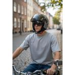 YYK Sway Sw 765 The Dark Knight Güneş Vizörlü Siyah Cam Mat Yarım Açık Motosiklet Scooter Kask - XXL - Nardo Gri