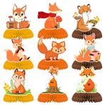 YYMYMGJ 9 adet tilki, petek pano, 3D masa dekorasyonu, orman hayvanları, kız çocukları, erkek çocukları, tilki, tema, bebek partisi, doğum günü partisi dekorasyonları için çift taraflı masa başlıkları