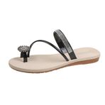 Yytcsjz Kadın Bunyon Sandalet Konfor Büyük Beden, Klipsli Burun Halkası Yapay Elmas Kristal Mücevherli Sandalet Ayakkabı, Bunyon Atelleri için Ayak Parmağı Ayırıcı, Halluks Valgus (Color : Black, Size : 22.