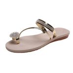 Yytcsjz Kadın Bunyon Sandalet Konfor Büyük Beden, Klipsli Burun Halkası Yapay Elmas Kristal Mücevherli Sandalet Ayakkabı, Bunyon Atelleri için Ayak Parmağı Ayırıcı, Halluks Valgus (Color : Gold, Size : 25cm