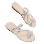 Yytcsjz Kadın Bunyon Sandalet Konfor Büyük Beden, Klipsli Burun Halkası Yapay Elmas Kristal Mücevherli Sandalet Ayakkabı, Bunyon Atelleri için Ayak Parmağı Ayırıcı, Halluks Valgus (Color : White, Size : 23c