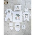 Yzc Home E53 Isme Özel,ısimli, Erkek Bebek 10LU Beyaz Hastane Çıkışı - 0 - 3 Ay