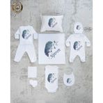 Yzc Home E62 Isme Özel,ısimli, Erkek Bebek 10LU Beyaz Hastane Çıkışı - 0 - 3 Ay