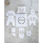 Yzc Home E68 Isme Özel,ısimli, Erkek Bebek 10LU Beyaz Hastane Çıkışı - 0 - 3 Ay