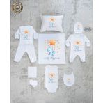 Yzc Home E73 Isme Özel,ısimli, Erkek Bebek 10LU Beyaz Hastane Çıkışı - 0 - 3 Ay