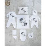 Yzc Home K01 Isme Özel,ısimli, Kız Bebek 10LU Beyaz Hastane Çıkışı %100 Pamuk - 0 - 3 Ay