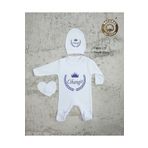 yzc home size dair... Te16 Isimli Erkek Bebek Tulum Şapka Eldiven Set