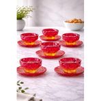 YzHome 12 Parça Kristal Cam Çerezlik Kase Tabak Seti, Kırmızı yz.wardycerezlik12pcs