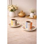 YzHome 2 Kişilik Porselen Kahve Fincan Takımı, 90ml, Soft Renkli yz.brükselfincan