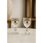 YzHome 2 Li Kristal Cam Kahve Yanı Su Bardağı, Nazar Göz Deseni, Şeffaf, 75ml yz.göz2lijogo