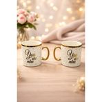 YzHome 2 Li Porselen Yaldızlı Gold Detaylı Çay Kahve Bardağı, 150ml, Beyaz yz.youminebardak