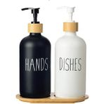 Yzhome 2’li Beyaz Mutfak Sıvı Sabunluk Seti 500ML+500ML Bambu Tepsili