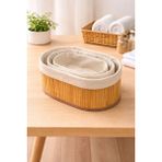 Yzhome 3 Lü Oval Bambu Organizer Düzenleyici Saklama Kutusu Sepet - Beyaz
