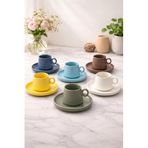 YzHome 6 Kişilik Porselen Renkli Kahve Fincan Takımı, 100ml, Çok Renkli yz.krdmaymuncukfincan