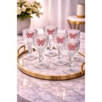 YzHome 6 Lı Cam Kurdele Figürlü Kahve Yanı Su Bardağı Bardak 75ml