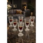 Yzhome 6 Lı Kristal Cam Flüt Kahve Yanı Bardağı Kalp Bardak Kalpli 75ML - Şeffaf
