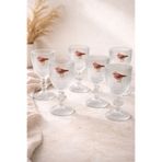 YzHome 6 Lı Kristal Cam Kahve Yanı Su Bardağı Pembe Kuş Lovely Birds Bardak 75ml