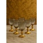 Yzhome 6 Lı Kristal Cam Platin Kaplama Kahve Yanı Su Bardağı Kadeh Kupa Bardak 75ML - Gold