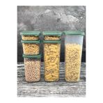 YzHome 6 Lı Plastik Vakum Kapaklı Saklama Kabı Erzak Bakliyat Kavanoz Peggy Set 250-550-1200-1750-2000 ml