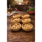 Yzhome 6 Lı Yuvarlak Bambu Çerezlik Kase - Açık Kahverengi
