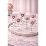 YzHome 6'lı Kristal Cam Kahve Yanı Su Bardağı, İnci Lotus Deseni, 75ml, Şeffaf yz.incilotusjogo
