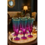 YzHome 6'lı Renkli Yaldızlı Cam Kahve Yanı Su Bardağı Flüt Bardak, 150ml Yz-rainbow