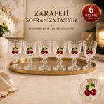 Yzhome 6'lı Şeffaf Kristal Cam Kahve Yanı Bardağı Kiraz Desenli 75 ml Pratik Kullanım İçin Tasarlandı