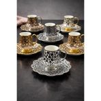 YzHome Acar Lüks 6 Kişilik Porselen Leopar Desenli Kahve Fincan Takımı, 100ml, Çok Renkli yz.HXF-08885