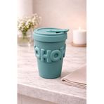 YzHome Acar Porselen Kupa Bardak, Silikon Kapaklı, Kahve Çay Ofis Bardağı, 400ml, Mavi yz.rx08476