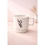 Yzhome Acar Porselen Lüks Love Desenli Kahve Meşrubat Çay Bardağı Bardak Kupa 325ML - Beyaz