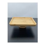 YzHome Bambu Ayaklı Kare Sunum Servis Tabağı Tabak Kase 20*20*6CM