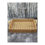 YzHome BÜYÜK BOY Dikdörtgen Hasır Tepsi Servis Sunum Tepsisi Organizer Düzenleyici 40*30cm