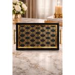 YzHome Gold Detaylı Desenli Pleksi Servis Sunum Tepsisi, 48x30 cm yz.symbolteps6