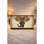 YzHome Gold Detaylı Desenli Pleksi Servis Sunum Tepsisi, 48x30 cm