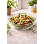 YzHome Hammer Buzlu Cam Yaldızlı Salata Kasesi, 22cm, Beyaz yz.hammersalatakase
