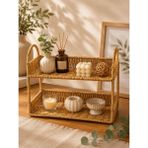 Yzhome Hasır Rattan 2 Katlı Raf Organizer Baharatlık Düzenleyici 32*21CM - Kahve