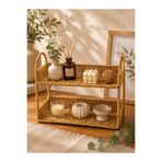 YzHome Hasır Rattan 2 Katlı Raf Organizer Baharatlık Düzenleyici 32*21cm
