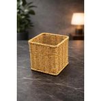 Yzhome Hasır Rattan Kaşıklık Organizer Masa Tezgah Üstü Kare 11CM - Açık Kahverengi