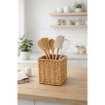 YzHome Hasır Rattan Kaşıklık Organizer Masa Tezgah Üstü Kare 11cm