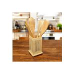 YzHome Tezgah Masa Üstü Bambu Kaşıklık Organizer Çok Amaçlı Düzenleyici Kaşık Seti Hediyeli 16*8cm