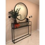 Z Design Home 90 Çap Ayna + 120X20X90 cm Metal Dresuar Zdesignhome - Siyah